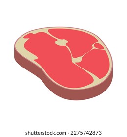 Isometric beef steak icon on white background vector illustration