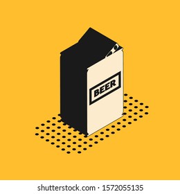 Isometric Beer can icon isolated on yellow background.  Vector Illustration