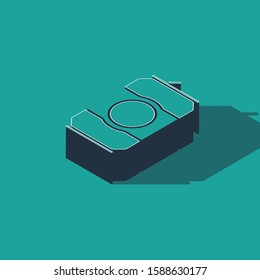 Isometric Beer can icon isolated on green background.  Vector Illustration