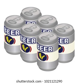 Isometric Beer Can Six Pack