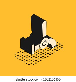 Isometric Beer tap icon isolated on yellow background.  Vector Illustration