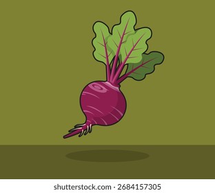 Isometric beetroot vector illustration showing a fresh red root vegetable in modern 3D style. Perfect for food, farming, diet, health, and organic designs.