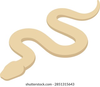 Isometric Beige Snake Vector Slithering Reptile Illustration Isolated