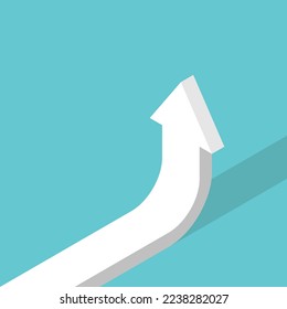 Isometric bent arrow. Increase, exponential growth, aspiration, change, development, breakthrough and investment concept. Flat design. EPS 8 vector illustration, no transparency, no gradients