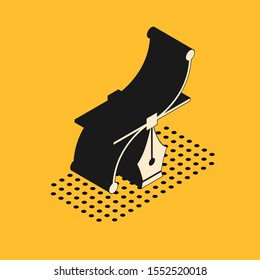 Isometric Bezier curve icon isolated on yellow background. Pen tool icon.  Vector Illustration