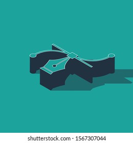 Isometric Bezier curve icon isolated on green background. Pen tool icon.  Vector Illustration