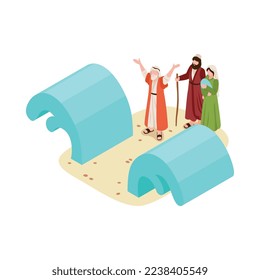 Composición de narraciones biométricas con personajes cristianos antiguos en la ilustración vectorial de la escena mítica