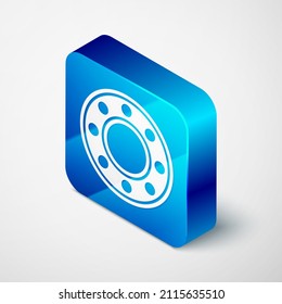 Isometric Bicycle ball bearing icon isolated on grey background. Blue square button. Vector