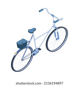 Isometric bicycle bike composition with isolated image of bicycle with back carrier vector illustration