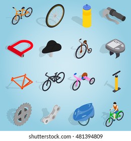 Isometric bicycle icons set vector illustration