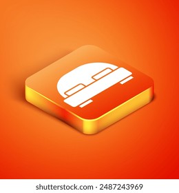 Isometric Big bed for two or one person icon isolated on orange background.  Vector