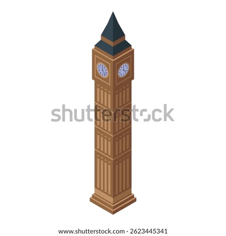 Isometric big ben tower isolated on white background