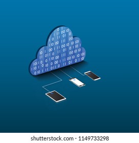 Isometric big data cloud. Isometria Data center 