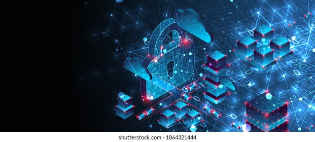 Isometric big data concept, database. Abstract technology background. Vector illustration