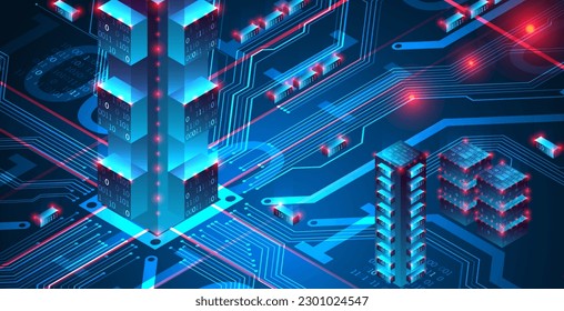 Concepto isométrico de big data, base de datos. Resumen de los antecedentes tecnológicos.