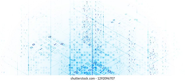 Isometric big data flow processing concept, cloud database. Abstract technology background. Vector illustration