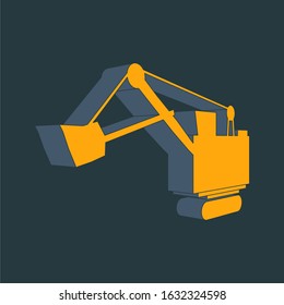 Isometric big excavator icon. Technology and engineering