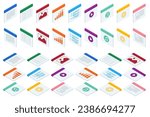 Isometric big set of document flow management. Documents icon set for user interface and web sites.