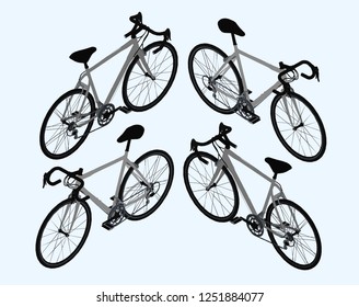 Isometric bike isolated on a blue background.
Vector illustration