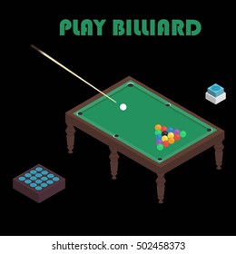 Isometric billiard table. Abstract background. 