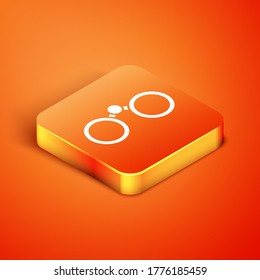 Isometric Binoculars icon isolated on orange background. Find software sign. Spy equipment symbol. Vector Illustration