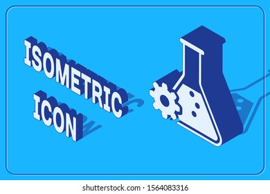 Isometric Bioengineering icon isolated on blue background. Element of genetics and bioengineering icon. Biology, molecule, chemical icon.  Vector Illustration