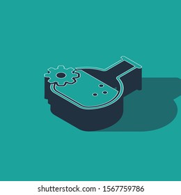 Isometric Bioengineering icon isolated on green background. Element of genetics and bioengineering icon. Biology, molecule, chemical icon.  Vector Illustration