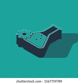 Isometric Bioengineering icon isolated on green background. Element of genetics and bioengineering icon. Biology, molecule, chemical icon.  Vector Illustration