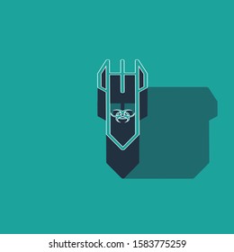 Isometric Biohazard rocket icon isolated on green background. Rocket bomb flies down.  Vector Illustration