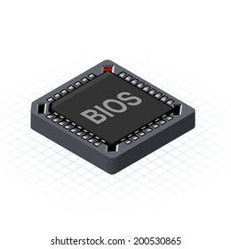 Isometric BIOS Chip Vector Illustration