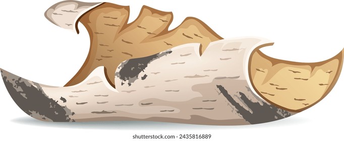 Isometric birch bark of magic spells and witchcraft, royal scroll and parchment, old paper for computer game. Fairy tale manuscript in cartoon style. Isolated vector illustration.