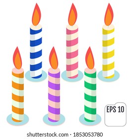Isometric birthday candles. Vector illustration