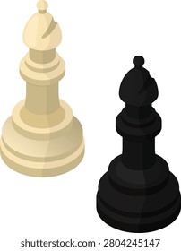 Isometric bishop chess piece black and white