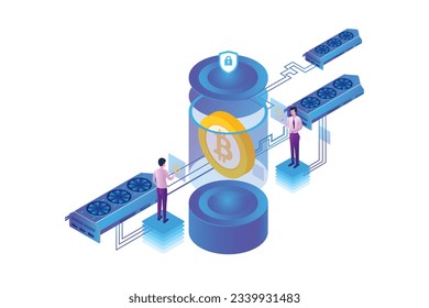 Isometric Bitcoin Cloud Mining Concept