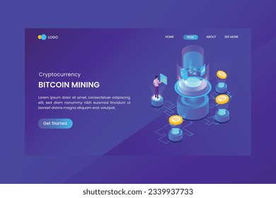 Isometric Bitcoin Cryptocurrency Landing Page Template