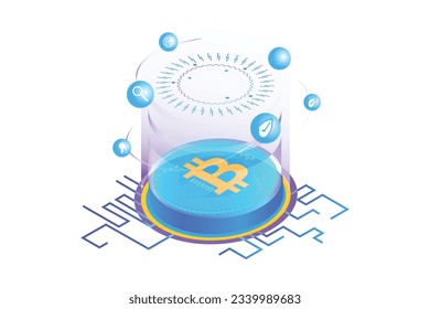 Isometric Bitcoin Cryptocurrency Landing Page