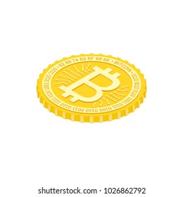 Isometric Bitcoin flat Icon on the white background. Vector illustration. Virtual electronic currency.