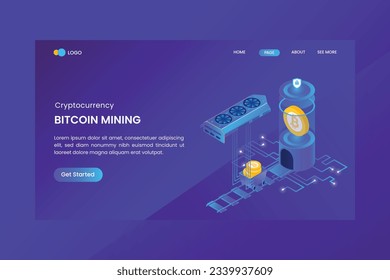 Isometric Bitcoin Mining Landing Page Template
