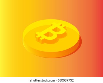 Isometric bitcoin vector illustration