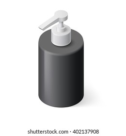 Isometric Black Bottle with Liquid Soap without Label