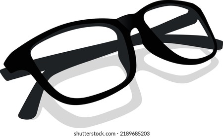 Isometric black glasses with shadow vector.eps