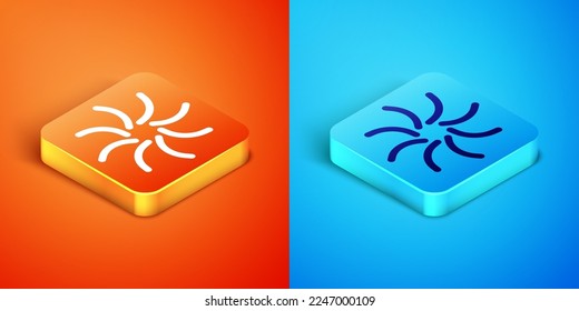 Isometric Black hole icon isolated on orange and blue background. Space hole. Collapsar.  Vector