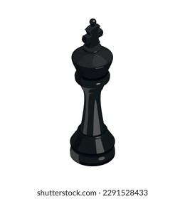 Isometric black king chess piece icon 3d vector illustration