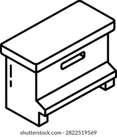 Isometric Black Line Drawing of a Beehive Internal Divider Board for Beekeeping Brood Box Partitioning