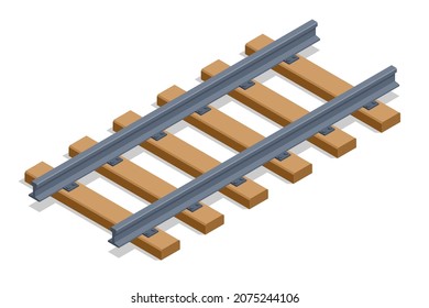 Isometric barandillas y traviesas negras aisladas sobre fondo blanco. Icono de ferrocarril