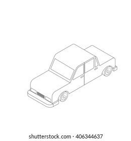 Isometric black and white car