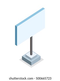 Isometric blank advertising billboard on base. Blank street billboard. Standing is prohibited. City isometric object in flat. Isolated vector illustration on white background.