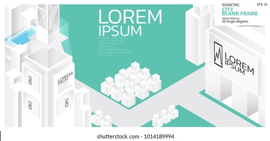 Isometric blank billboard frame. city concept. blank space for text or photo.