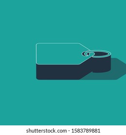 Isometric Blank label template price tag icon isolated on green background. Empty shopping discount sticker. Template discount banner.  Vector Illustration