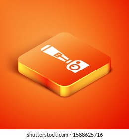 Isometric Blender icon isolated on orange background. Kitchen electric stationary blender with bowl. Cooking smoothies, cocktail or juice.  Vector Illustration